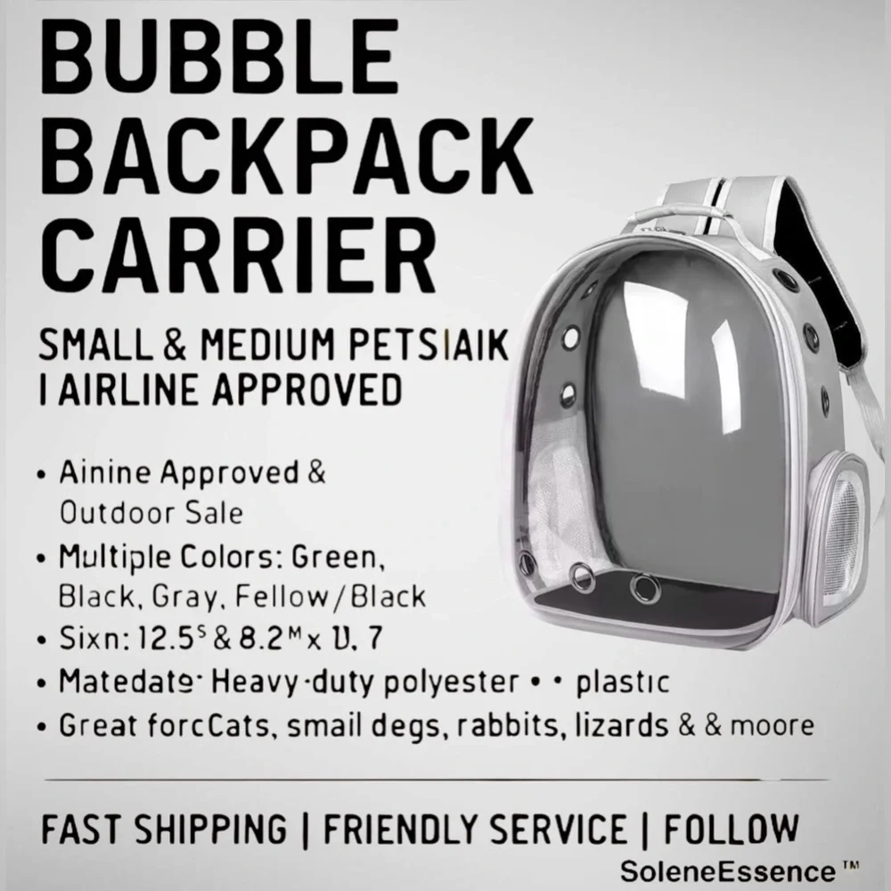 - (NEW)Gray PetPack Clear Bubble Carrying Bag Small, dogs Cats, Space Capsule …